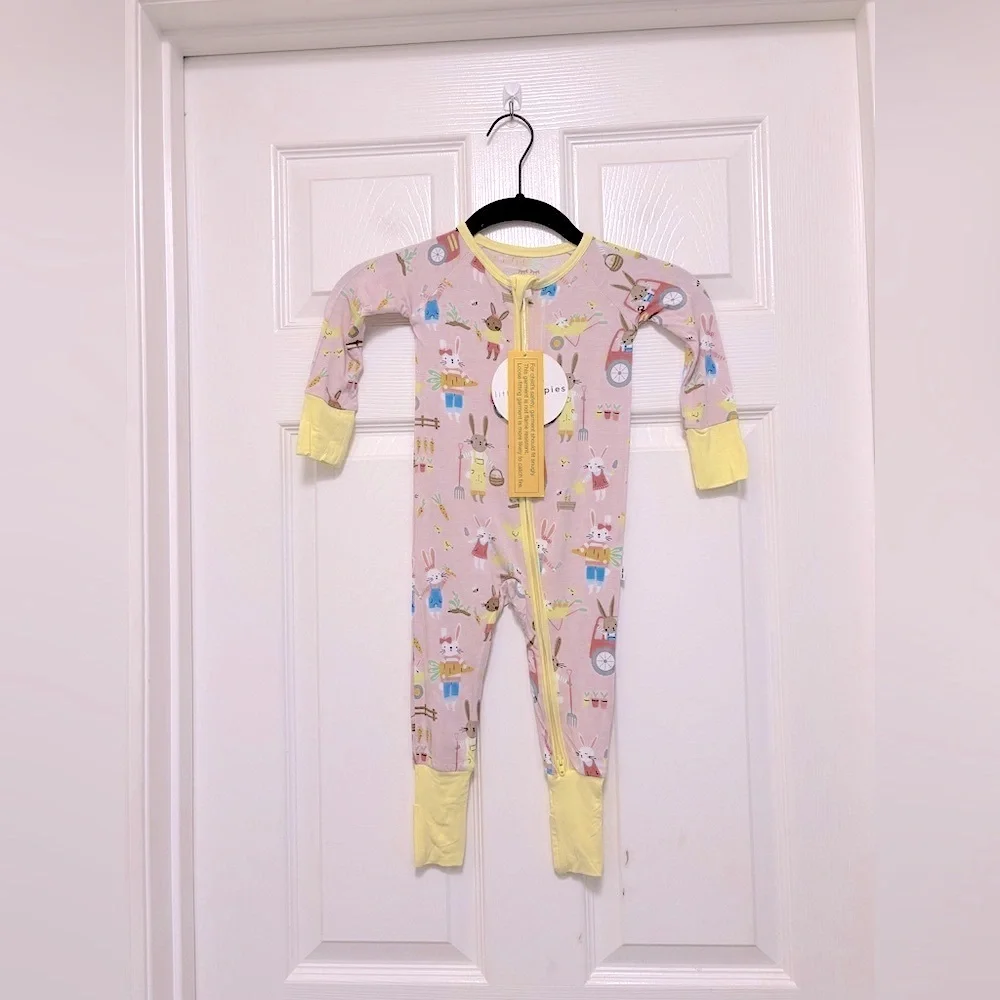NWT Little Sleepies Hop To It Bunnies Zippies Bamboo Convertible Sleeper